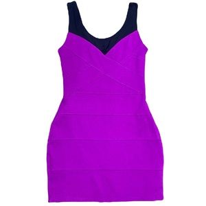 Express - Purple BodyCon Mini Dress w Black Mesh